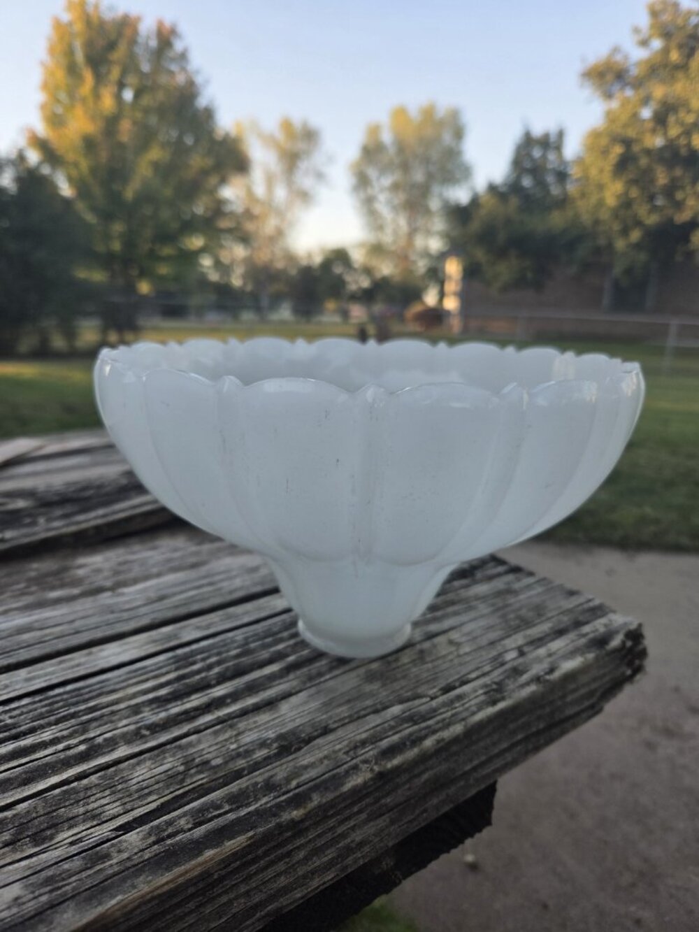 Vintage Ribbed Glass Torchiere Pendant Lamp Shade Vintage